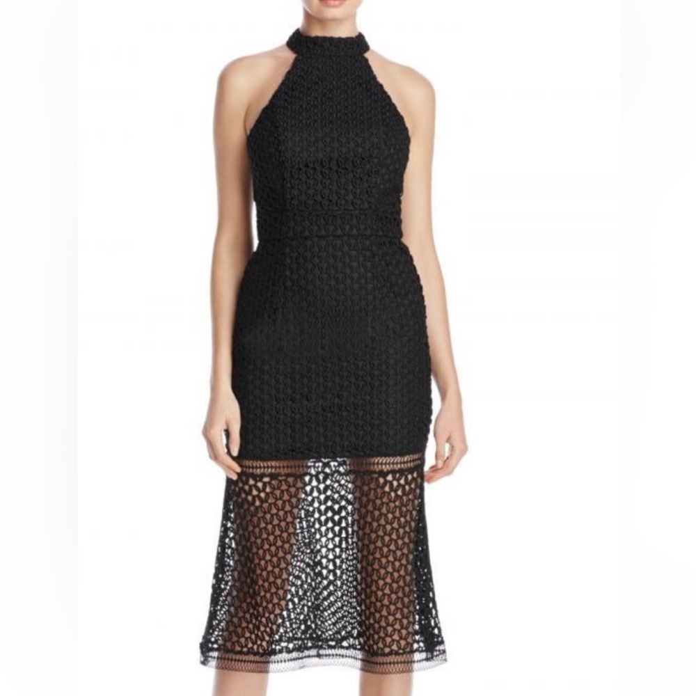 Jarlo Women's Black Midi Dress, Sleeveless Halter